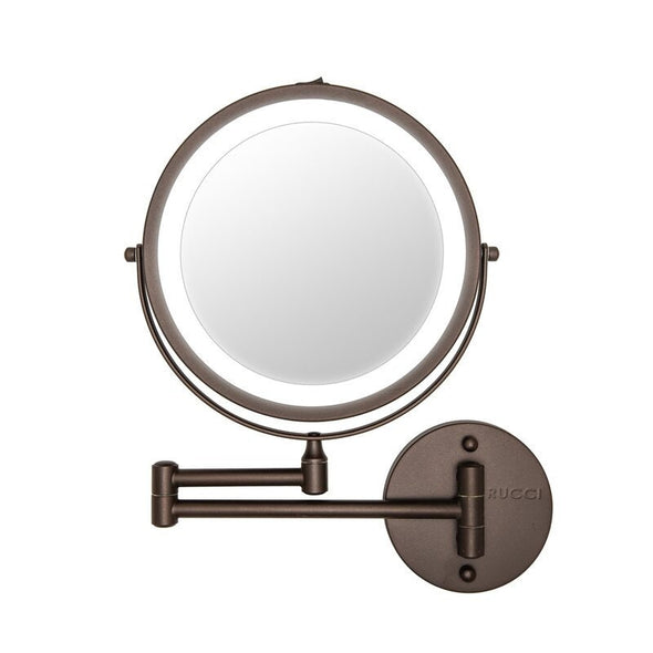 Oil Brushed - Bronze Modern & Contemporary Lighted Magnifying Makeup Mirror Adjust The Mirror At Any Angle you Want Cool-Toned LED Light