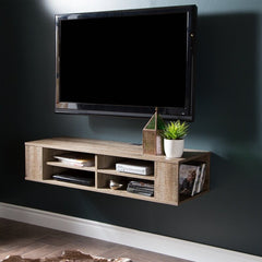 Weathered Oak TV Stand for TVs up to 55" This Modern-Looking Wall-Mount Media Console Will Open up your Living Room Space