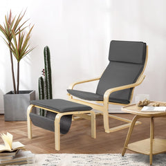 Relax Bentwood Lounge Chair Set with Magazine Rack Additional Ottoman with Magazine Rack Great for Foot Rest