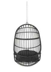 Wicker Hanging Chair (No Stand) - Gray + Dark Gray 8-Foot Suspension Chain