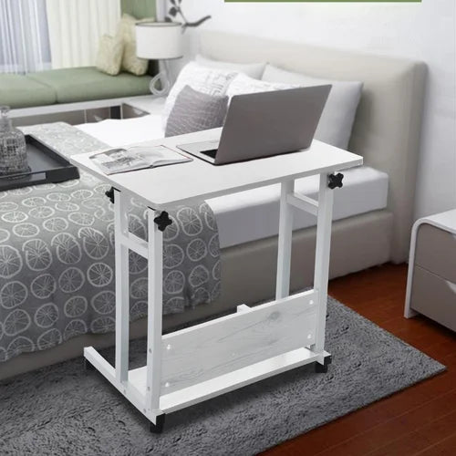 White Adjustable Laptop Cart Sturdy Frame Extra Stability for Our Computer Desk