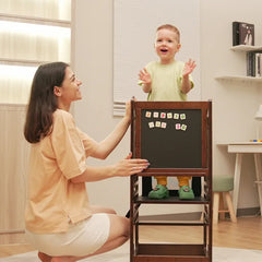 Solid Wood Walnut Andera Step Stool Adjustable