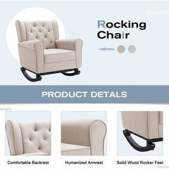 Rocking Chair Strong Enough to Support 350 Pounds Soft Fabrics and Filled with High-Density Sponges