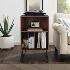 Brown Audio Rack 4 Long Storage Space of Turntable Stand Can Organize