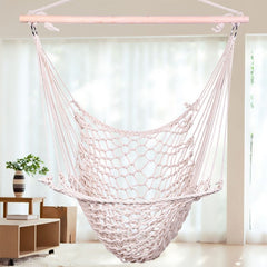 Beige Cotton Rope Hanging Air/ Sky Chair Swing Idea for Backyard, Camping, Hunting, Hiking, Traveling