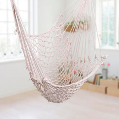 Beige Cotton Rope Hanging Air/ Sky Chair Swing Idea for Backyard, Camping, Hunting, Hiking, Traveling