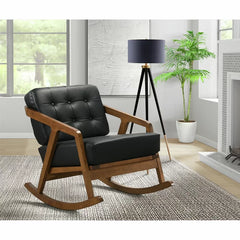 Boling Rocking Chair Faux Leather Fabric with Wooden Frame