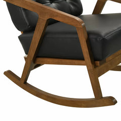 Boling Rocking Chair Faux Leather Fabric with Wooden Frame