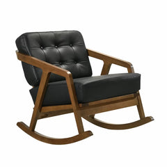 Boling Rocking Chair Faux Leather Fabric with Wooden Frame