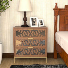 3-Drawer Mirror Fronts Nightstands Solid and Manufactured Wood Adding A Modern Farmhouse-Style