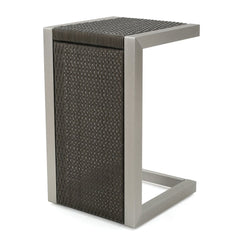-Shaped End Table 14.50" L x 15.00" W x 24.00" H - Faux Wood + Natural Gray + Silve Great Way to Add Extra Table Space to your Patio or Backyard