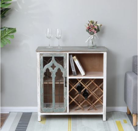 Distressed Storage and Wine Cabinet Storage for up to 13 Wine Bottles