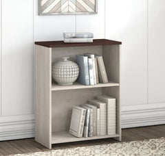 2 Shelf Bookcase in Washed Gray and Madison Cherry Organize your Home Office, Apartment or Dorm Room