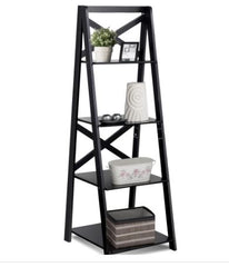 4-Tier X-accent Ladder Storage Shelf - Black Provide A Lot of Storage Space