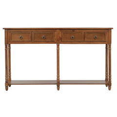 Wood Tone Console Table 2 Large Pull-Out Drawers and A Bottom Shelf Storage and A Larger Display