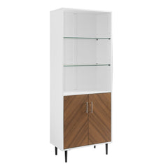 Modern Storage Cabinet - White / Acorn Bookmatch Lend A Little Show Stopping Element to your Home Organization