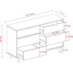 Middlebrook Gammelstaden Mid-Century Solid Wood 6 Drawer Dresser Walnut