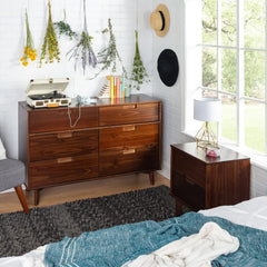 Middlebrook Gammelstaden Mid-Century Solid Wood 6 Drawer Dresser Walnut