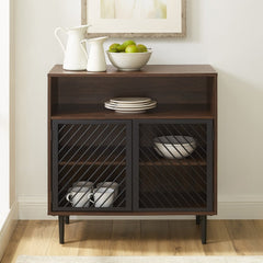 Modern Metal Door Accent Cabinet - Dark Walnut Improve your Home Organization and Storage with this Accent Cabinet