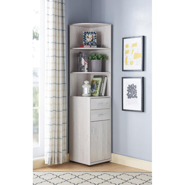 White Oak 70.75'' H x 15.5'' W Corner Bookcase Update your Modern Home Office with this Contemporary Corner Cabinet