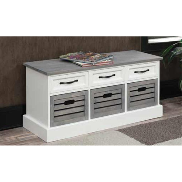 Weathered Gray Cielito Storage Bench Sturdy Frame