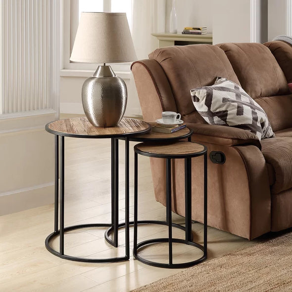 Frame 3 Nesting Tables Sturdy Metal Base Industrial Style Design Perfect for Living Room