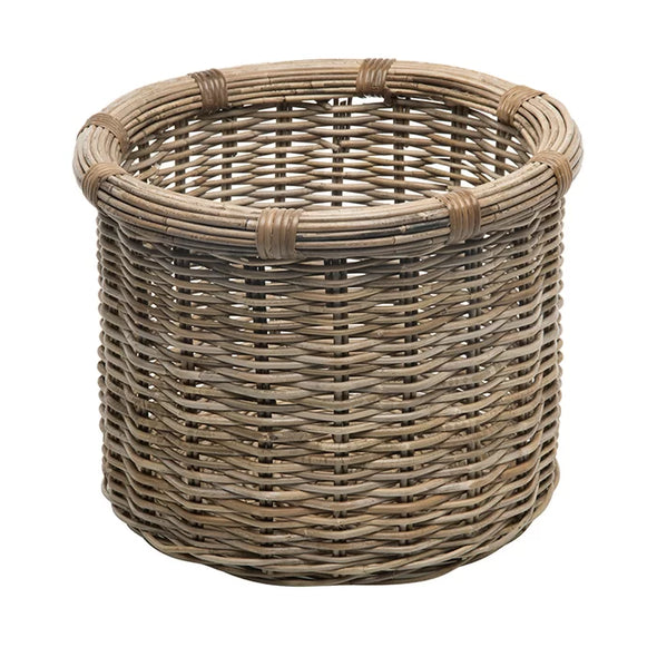 Coastal Rattan Basket Perfect Add Storage Space Sturdy Wicker Farmhouse Style