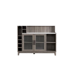 Stone Gray Console Bar Cabinet 6-Bottle Wine Rack for your Favorite Wines