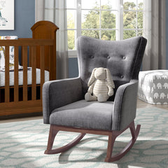 Dark Gray Croce Rocking Chair Two Walnut Finished Rockers