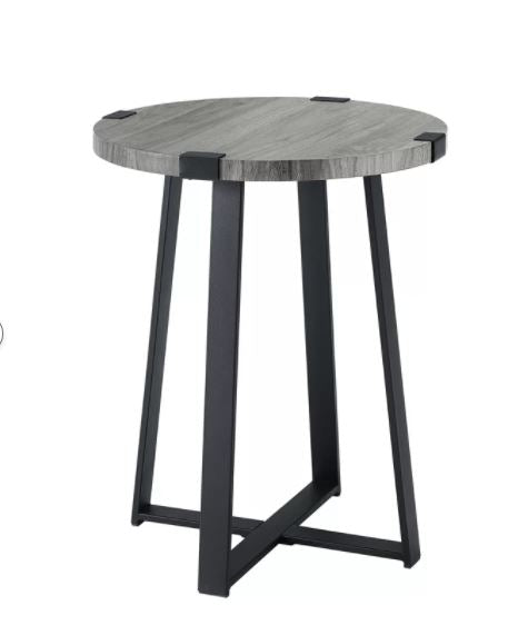 Slate Gray Wisner Cross Legs End Table Versatile Black Finish