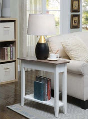 Aubrieta Wedge End Table - Driftwood Top/White Frame Transitional Style