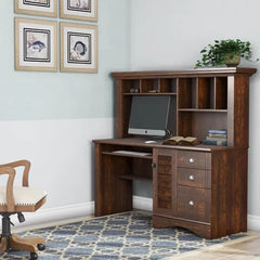 Desk with Hutch Cubby Hole Storage And Vertical Storage Compartments For Additional Storage