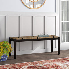 Wood Bench Add Boho Seating to your Entryway with this Seagrass Bench Natural Fibers Woven in A Geometrical Design