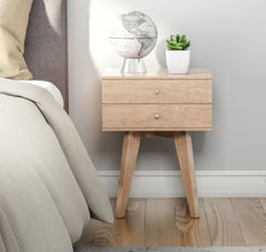 Birch 2-drawer Nightstand Perfect Addition to your Bedroom Decor Tapered Legs