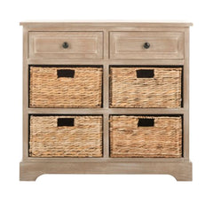 Herman White Washed 6-drawer Wicker Storage Unit 29.9" x 13" x 27.6"