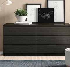 Black Wood Grain Kepner 6 Drawer 60.55'' W Double Dresser