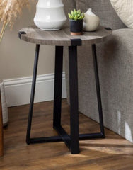 Slate Gray Wisner Cross Legs End Table Versatile Black Finish