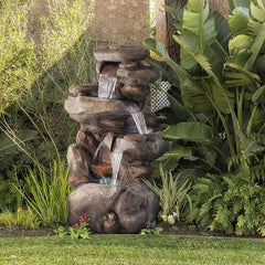 Fiberglass Fountain with Light Relax and Enjoy the Sounds of Nature Great Outdoors