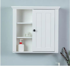 White Engineered Wood Bathroom Single Door Storage Wall Cabinet