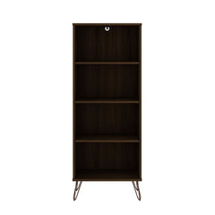 (4 Shelves) 54" H x 21" W x 12" D Brown Standard Bookcase Ample Shelving Space to Show off your Favorite Reads Wire Splayed Legs