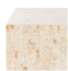 Beige/ Gold Rectangular Mosaic Side Table - 14.2" x 14.2" x 18.9"