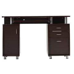 Chocolate Desk Two Storage Drawers And One Hanging File Cabinet CPU/storage Cabinet