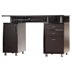 Chocolate Desk Two Storage Drawers And One Hanging File Cabinet CPU/storage Cabinet