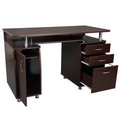 Chocolate Desk Two Storage Drawers And One Hanging File Cabinet CPU/storage Cabinet