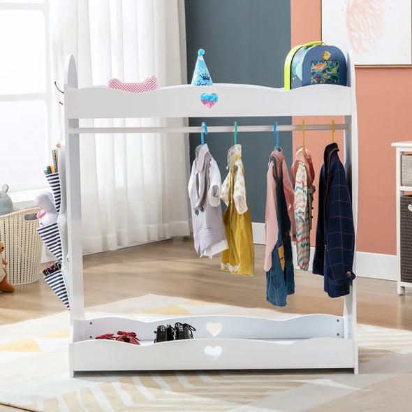 White Haugen 37.4'' Wide Airmoire with Mirror Perfect for Displaying Delicate Dress-Up Dresses and Accessories