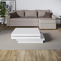 White Herblain Coffee Table Rotating Coffee Table