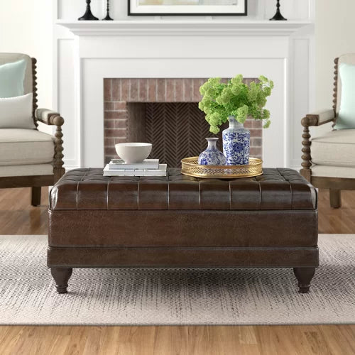 43'' Wide Faux Leather Ottoman With Storage Offers An Easy And Stylish Storage Space