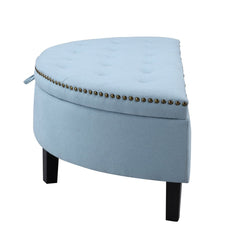 Linen Half Moon Storage Ottoman - Blue Provide Modern Seating and Functional Storage with this Half Moon Storage