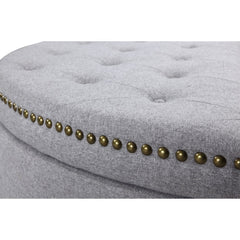 Linen Half Moon Storage Ottoman - Grey Provide Modern Seating and Functional Storage with this Half Moon Storage