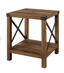 Rustic Oak Enzo End Table Urban Industrial Side Table Featuring a Frame